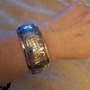 Tibetan Silver Elephant Cuff Bracelet